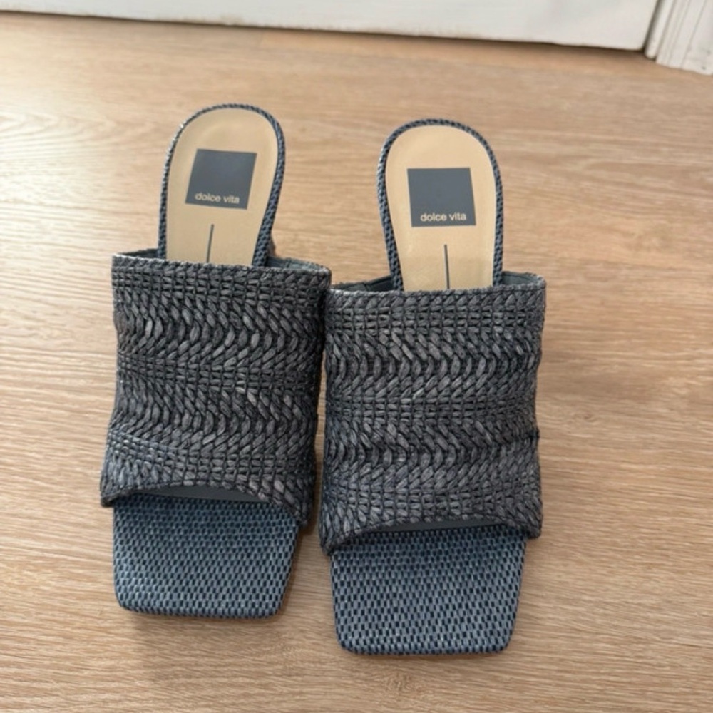 Dolce Vita Blue Textured Mules - Picture 2 of 5